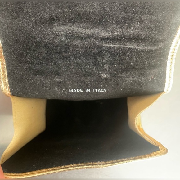 MOSCHINO Gold Makeup Pouch/ Card Holder / Clutch With Black Velvet Lining - Picture 8 of 9